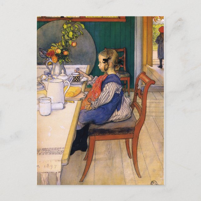 Carl Larsson A Late Riser's Miserable Breakfast Vykort (Framsida)