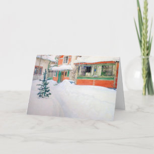 Carl Larsson Anpassningsbar-julkort, stuga i Snö Helgkort