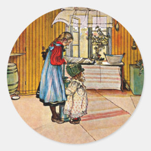 Carl Larsson art: Köket Runt Klistermärke