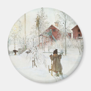 Carl Larsson - bekläda gården och tvättahuset Magnet