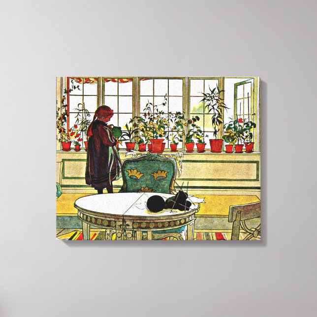 Carl Larsson - Blommor på en fönsterruta Canvastryck (Framsida)