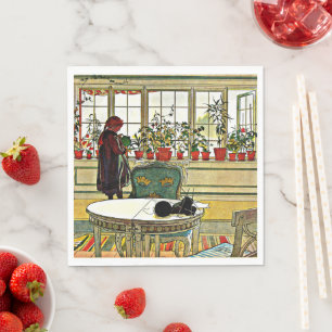 Carl Larsson - Blommor på en fönsterruta Pappersservett