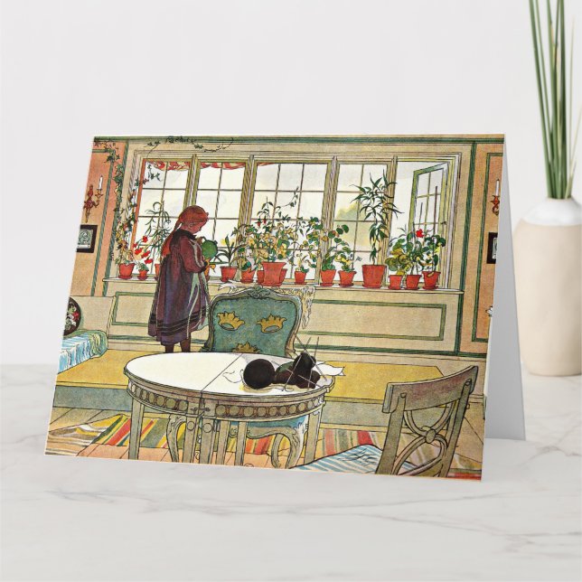 Carl Larsson - Blommor på Windows Sill Card Kort (Framsida)