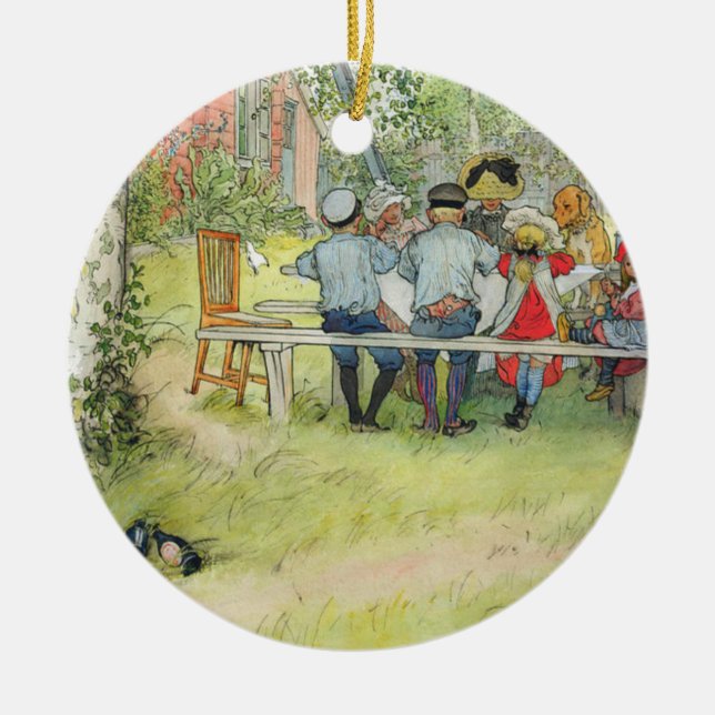 Carl Larsson Breakfast under Big Birch Julgransprydnad Keramik (Framsidan)