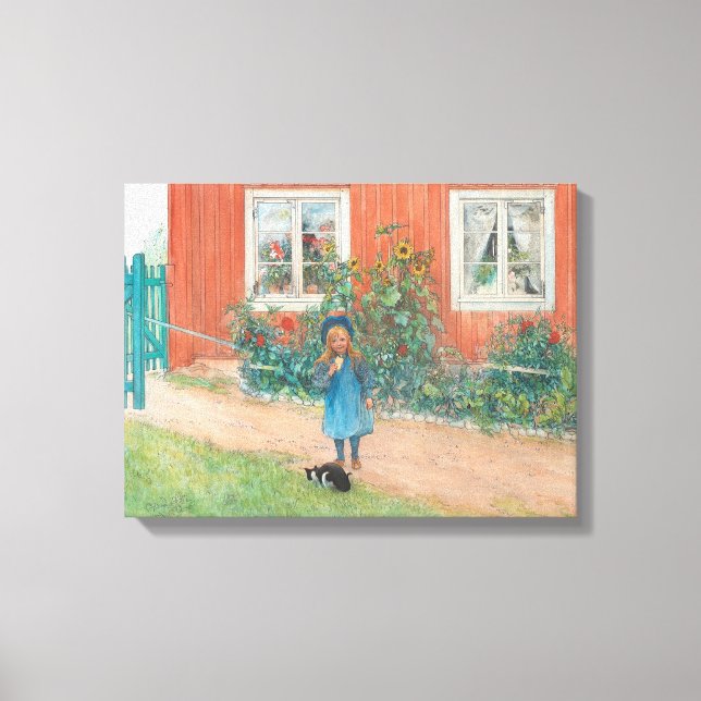 Carl Larsson - Brita med katt Canvastryck (Framsida)