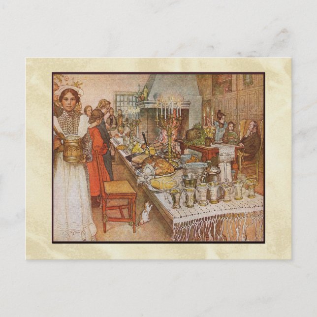Carl Larsson Christmas Eve Dinner Helg Vykort (Framsida)