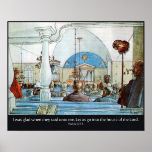 Carl Larsson Church med Psalm 122 jag var glad Poster