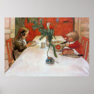 Carl Larsson Evening Meal Poster konstutskrift