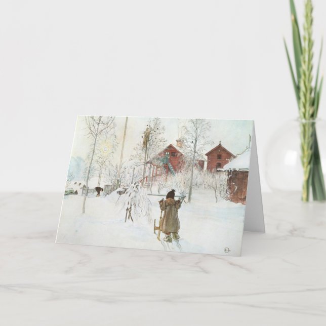 Carl Larsson Front Yard och Tvätta House Helgkort (Framsida)
