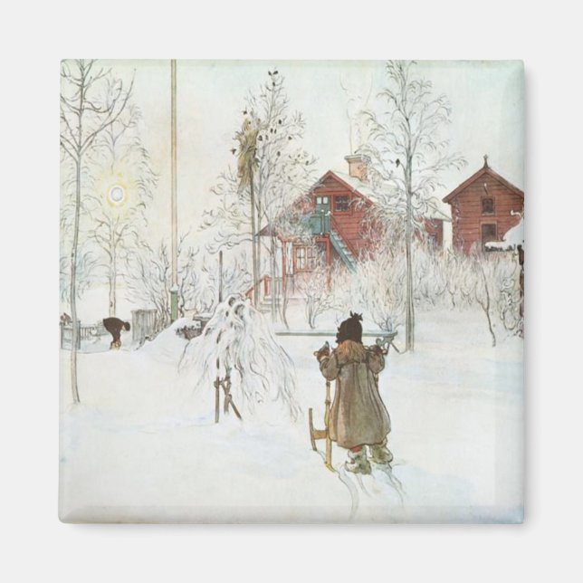Carl Larsson Front Yard och Tvätta House Magnet (Framsidan)