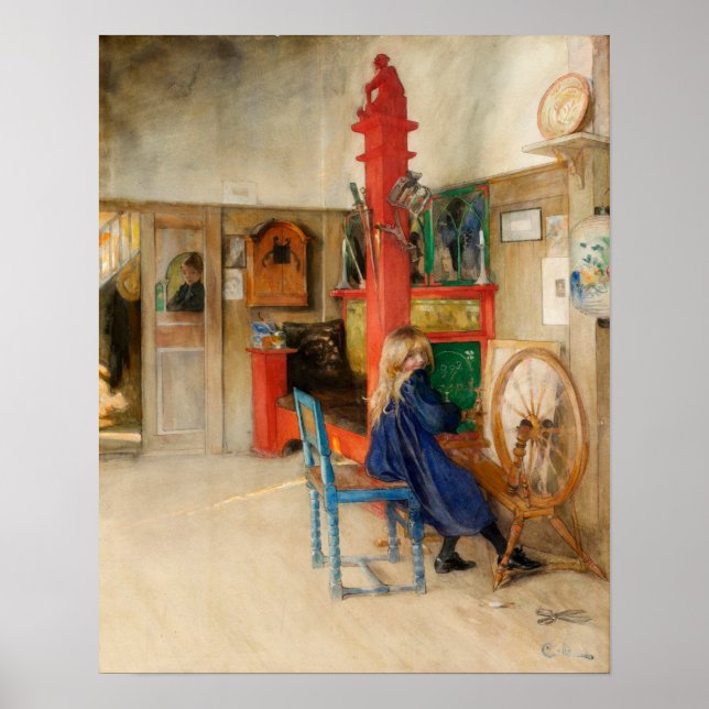 Carl Larsson Girl with Spinning Wheel Poster (Framsidan)