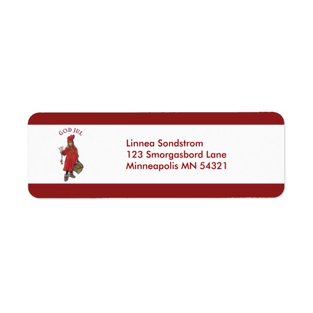 Carl Larsson God Jul jul Returadress Etikett (Framsidan)