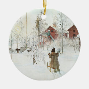 Carl Larsson jul i sverige Julgransprydnad Keramik
