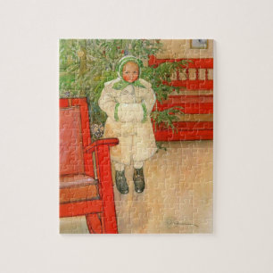 Carl Larsson julflicka med vintermuffen Pussel