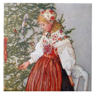 Carl Larsson julgrankonst belägger med tegel Kakelplatta