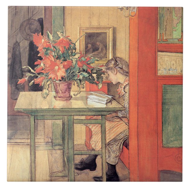 Carl Larsson - Lisbeth Reading Kakelplatta (Framsidan)