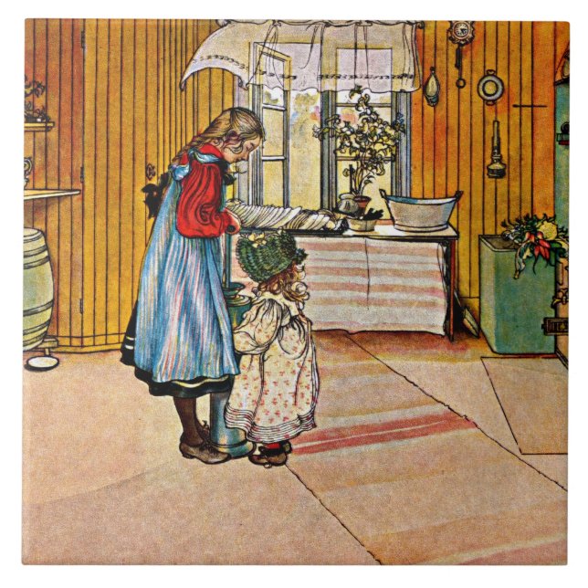 Carl Larsson-målning, The Kitchen. Kakelplatta (Framsidan)