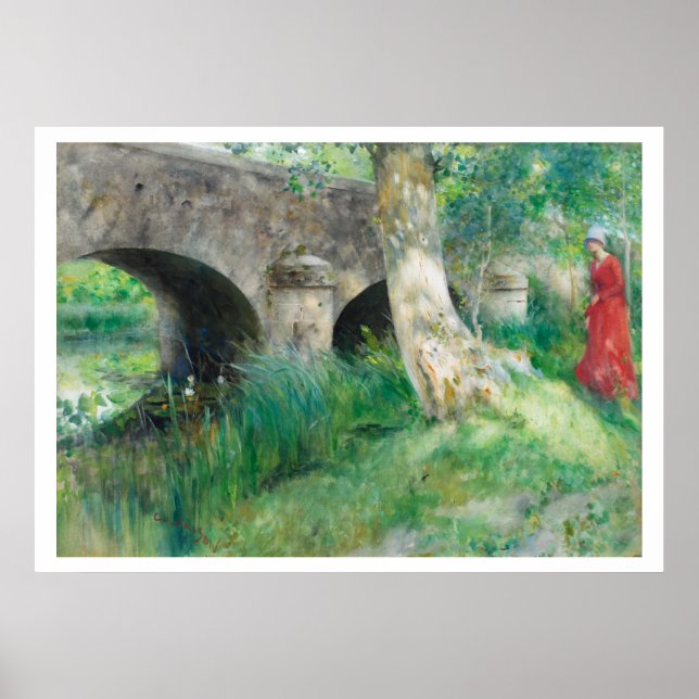 Carl Larsson Medieval Bridge på Gretz Print Poster (Framsidan)