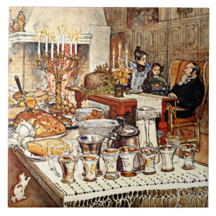 Carl Larsson: Närmare upplysningar om julen Kväll, Kakelplatta