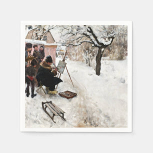 Carl Larsson Open-Luft Painter. Winter-Motif Pappersservett