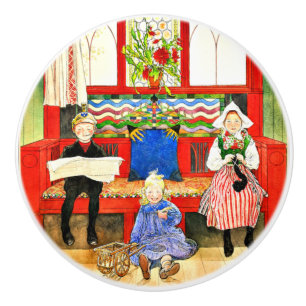 Carl Larsson - Pappa, Mamma, barn, bra konst Knopp