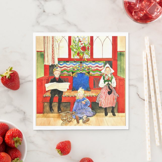Carl Larsson - Pappa, Mamma, barn, bra konst Pappersservett (Insitu)