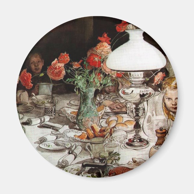 Carl Larsson - Runt lampan Magnet (Framsidan)