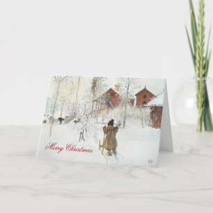 Carl Larsson Scandinavian Winter Home jul Helgkort