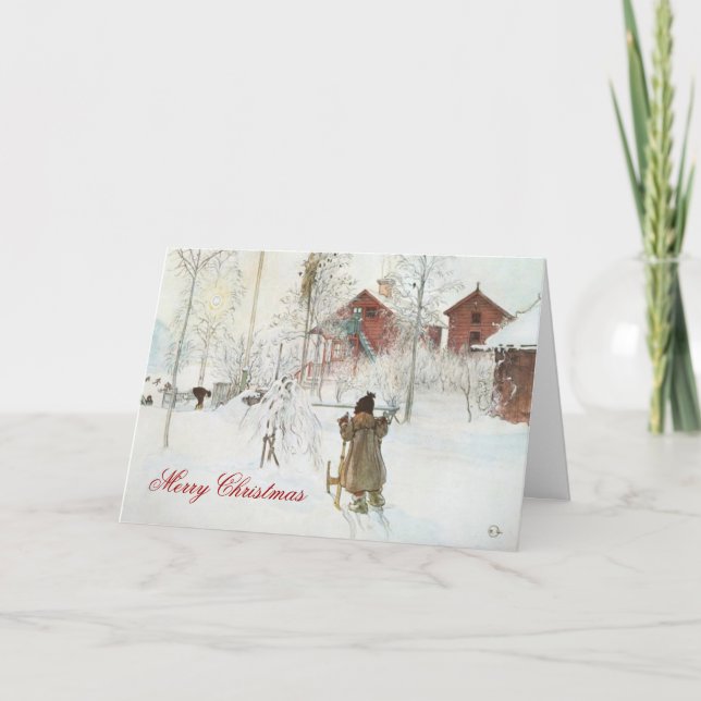 Carl Larsson Scandinavian Winter Home jul Helgkort (Framsida)