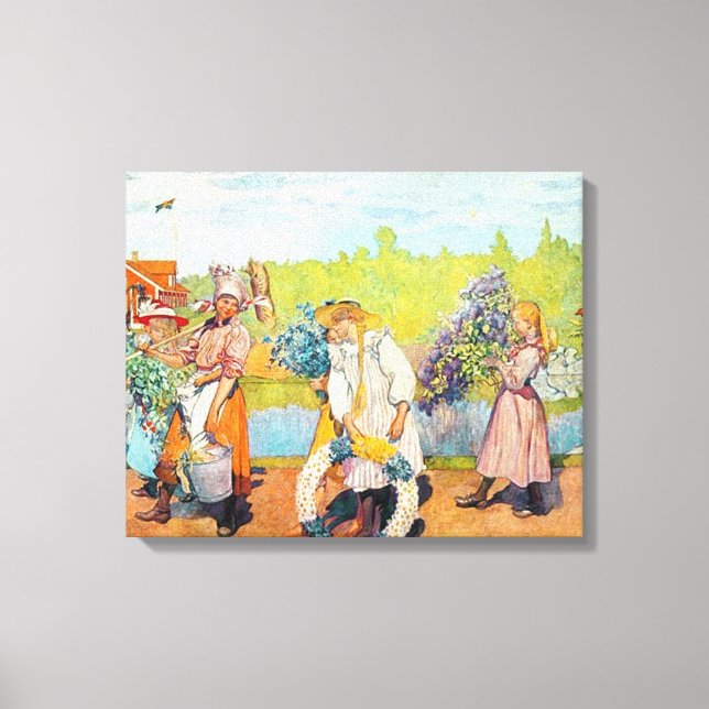 Carl Larsson utanför sommar-Vinden blåser Canvastryck (Framsida)