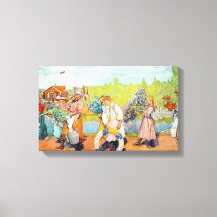 Carl Larsson utanför sommar-Vinden blåser Canvastryck