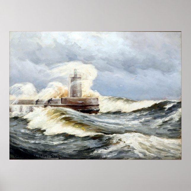 Carl Locher Stormy Day i Skagen med Vågar Poster (Framsidan)