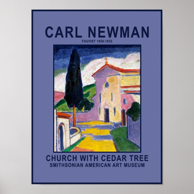 Carl Newman Church med ett Cedar Träd Museum Poste Poster (Framsidan)