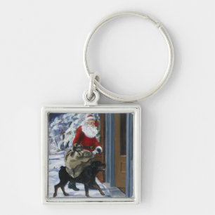 Carl portionjultomten från <Carl's Christmas> b Fyrkantig Silverfärgad Nyckelring