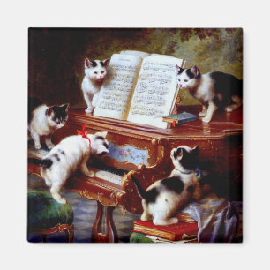 Carl Reichert Kittens Pllay Piano Magnet