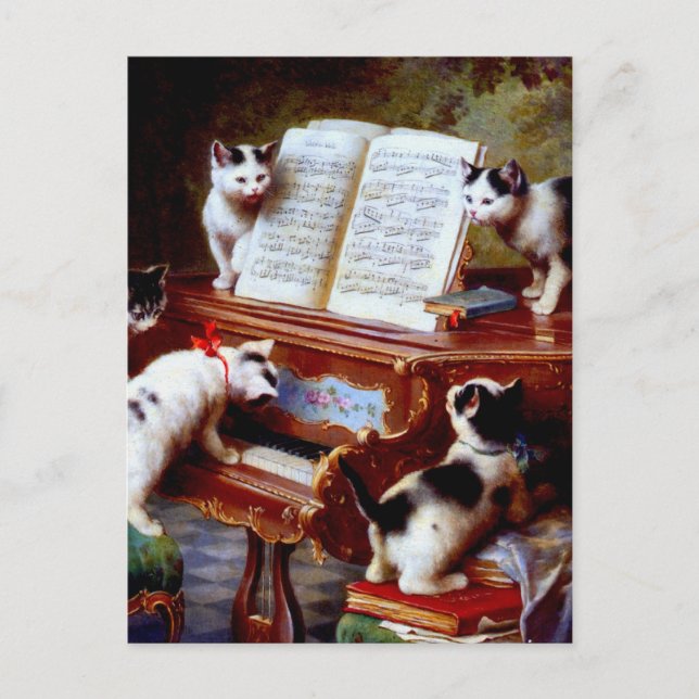 Carl Reichert Kittens Pllay Piano Vykort (Framsida)