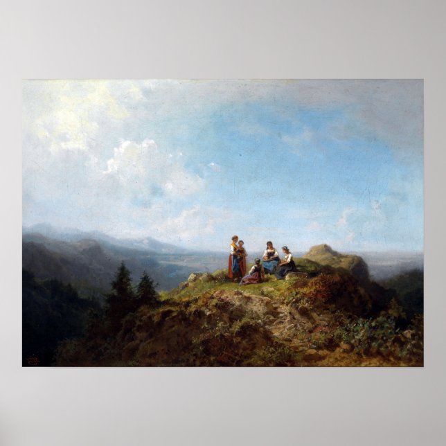 Carl Spitzweg Girls på en pasture Poster (Framsidan)