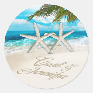 Carl Starfish Couple ASK 4 DIN NAMN I SAND Runt Klistermärke