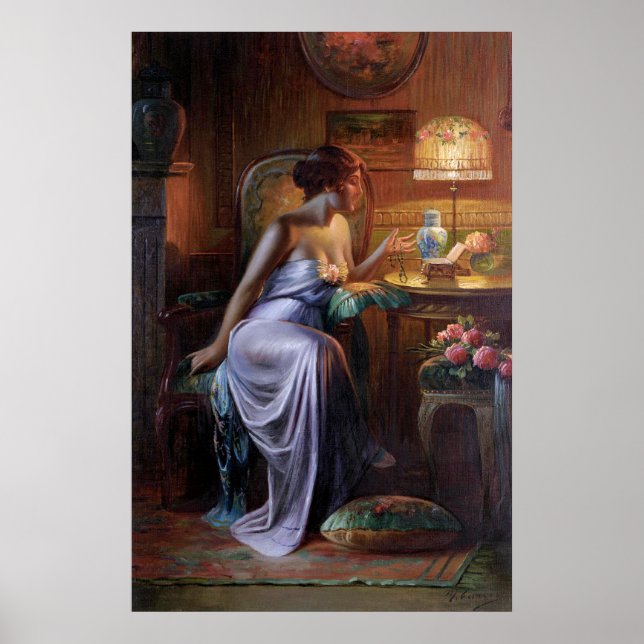 Carlier: Elegant Dam med Necklace Poster (Framsidan)