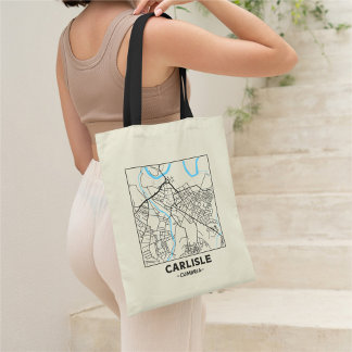 Carlisle, Cumbria City Map Tote Bag Tygkasse