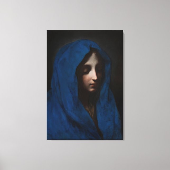 Carlo Dolci (1616-1687) - Blue Madonna Canvastryck (Framsida)