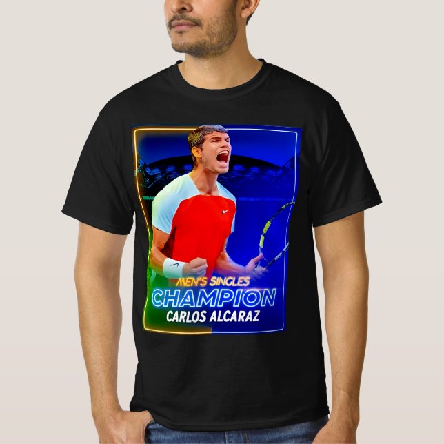 " Carlos Alcaraz Winner 2022 US Open Tennis Champi T Shirt (Framsida)