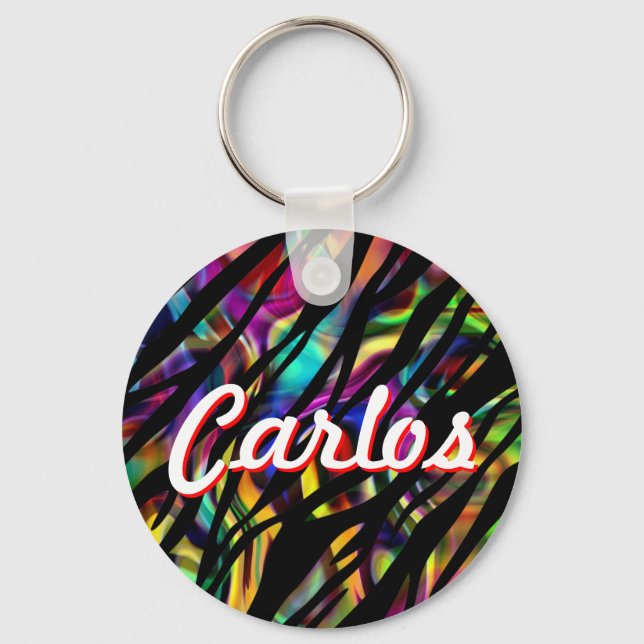 Carlos Personlig Colorful Keychain Nyckelring (Framsida)