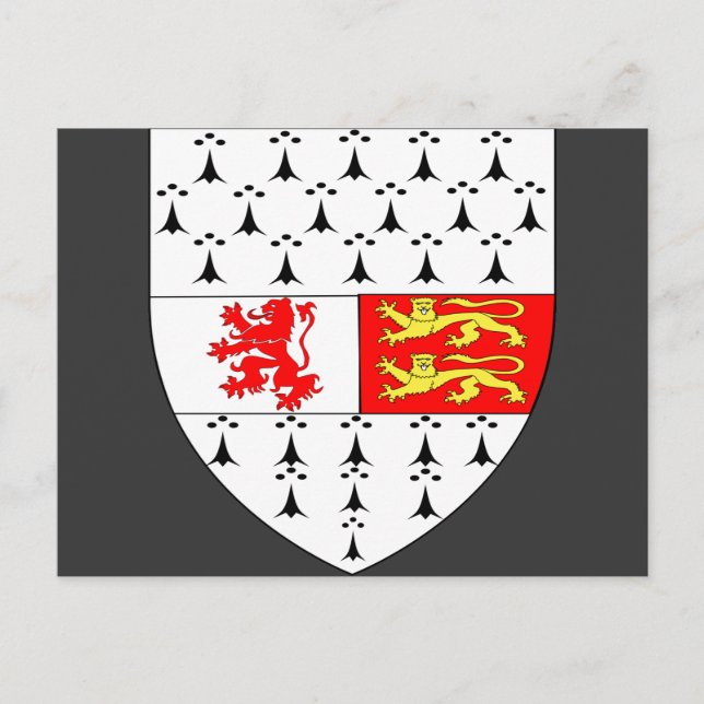Carlow County Vapensköld, Irland Vykort (Framsida)