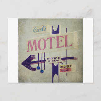 Carl's Retro Motel Sign Vykort
