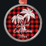 Carlsbad California Beach Handflatan Träd Red Play Julgransprydnad Metall<br><div class="desc">Carlsbad California Beach Handflatan Träd Red Play Ornament</div>