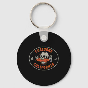 Carlsbad California Ca Skull Surfa Tattoo Front&am Nyckelring