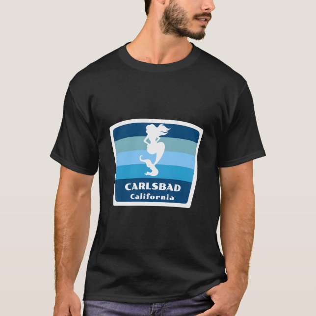 Carlsbad California Ca Swimming Mermaid Vacation T Shirt (Framsida)