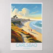 Carlsbad California Travel Poster, Carlsbad Califo