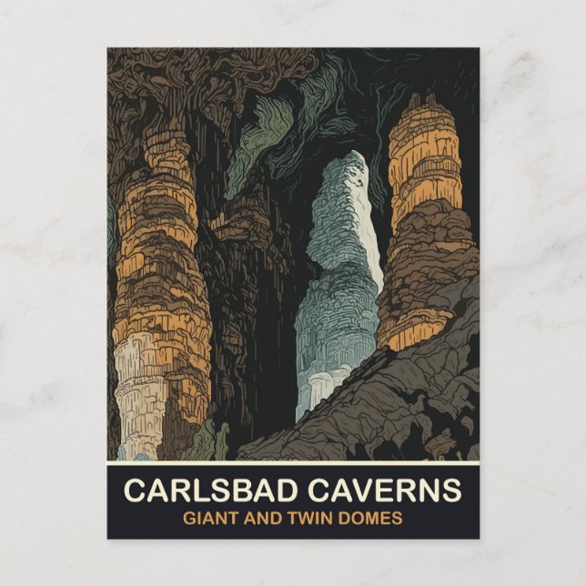 Carlsbad Caverns, Giant och Twin Domes, Resa Vykort (Framsida)